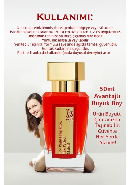 Match Mate Kadın Dış Intim Parfümü 50 ml Koku Giderici 1 Adet
