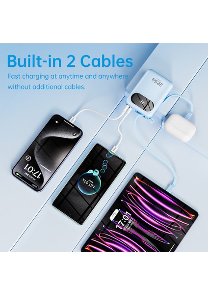 Y11 Mini 20000 Mah Taşınabilir Şarj Cihazı Pd 22.5W Dijital Ekran Powerbank Beyaz