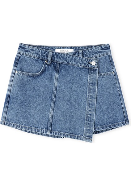 Cepli Anvelop Denim Şort Etek IS1250013074629