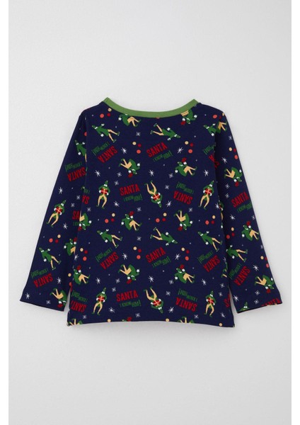 Erkek Bebek Pijama Takımı Eğlenceli Noel Baba Desenli 9 Ay-3 Yaş, Lacivert fırsatları