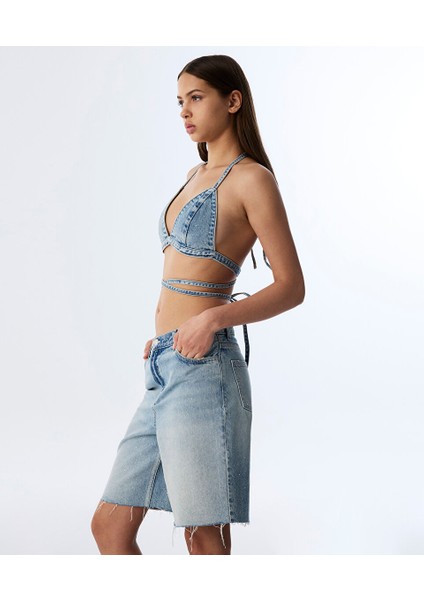 Hotfıx Baskılı Jean Şort TS1250013015629