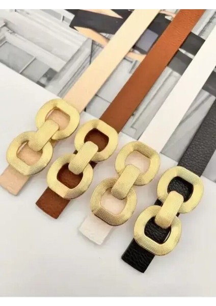 4.lü Takım Kemer Modeli Gold Tokalı