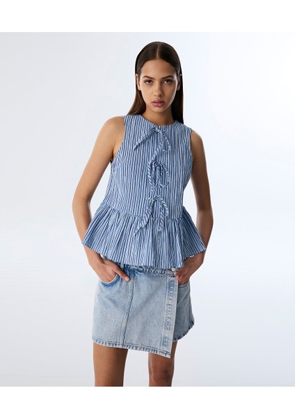 Çizgi Desen Peplum Bluz TS1250006104BZ7