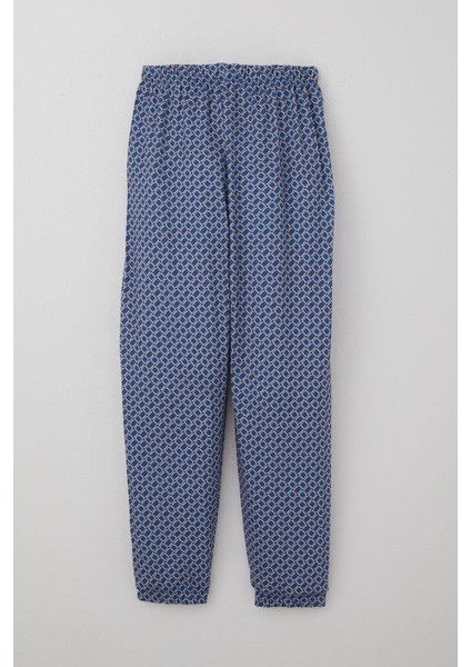 Erkek Çocuk Pijama Takımı Kare Desenli 4-8 Yaş, Mavi