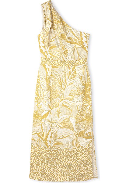 Asimetrik Kol Keten Elbise IS1250002371003 indirimleri