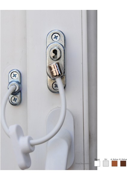 Anahtarlı Halatlı Pvc Kapı Pencere Emniyet Kilidi (4767) - MCT9069-1467