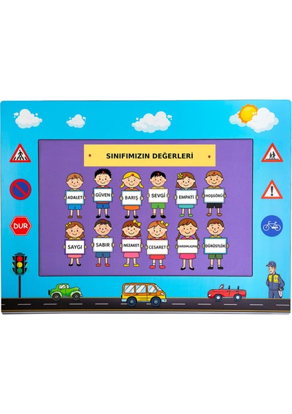 Trafik Temalı Anaokulu Kreş Pano