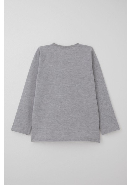 Erkek Çocuk Pijama Takımı Verev Çizgi Desenli 4-8 Yaş, Açık Gri fırsatları