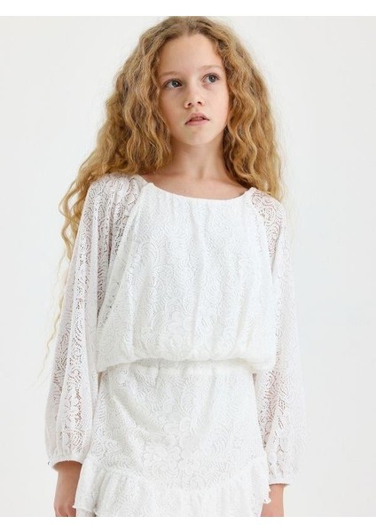 Kız Çocuk Dantelli Bluz Etek Takım modelleri