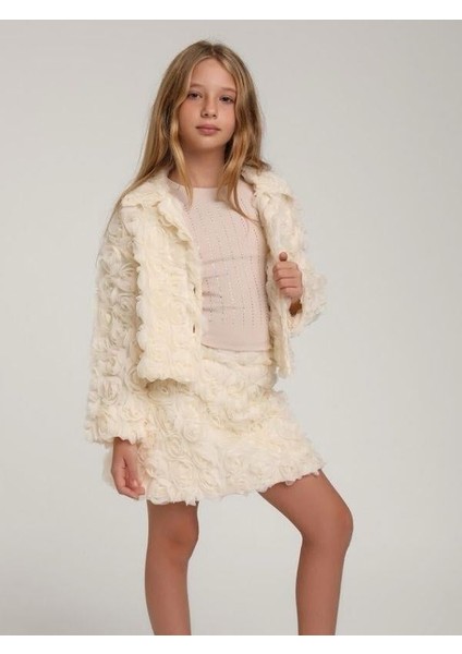 Kız Çocuk Kabartma Çiçek Tül Tasarım Etekli Takım modelleri