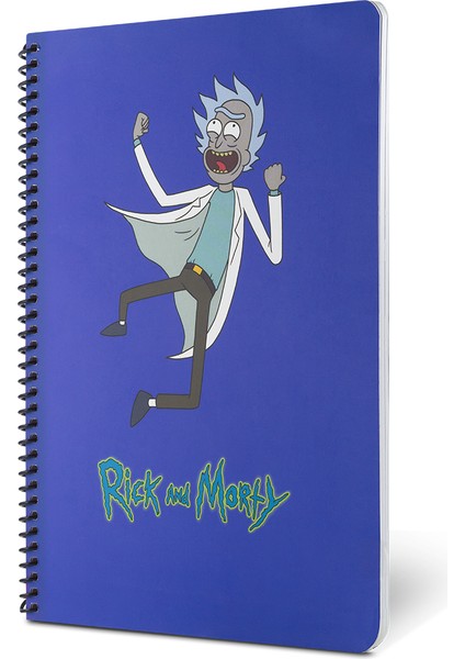 Rick And Morty Temalı Spiralli Kareli Mavi Defter