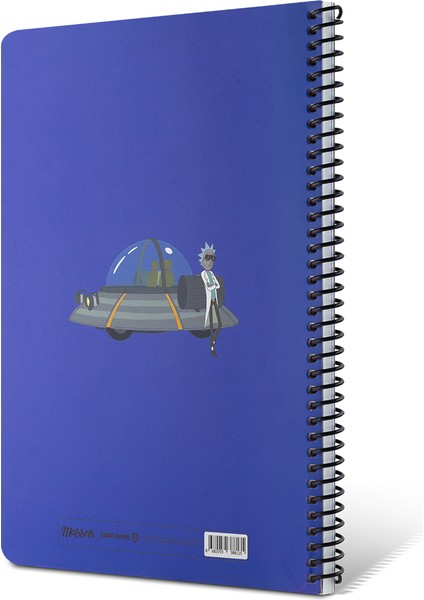 Rick And Morty Temalı Spiralli Kareli Mavi Defter