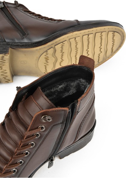 , Erkek Hakiki Deri Kürklü Bot 153999Z0013 Kahve fırsatları