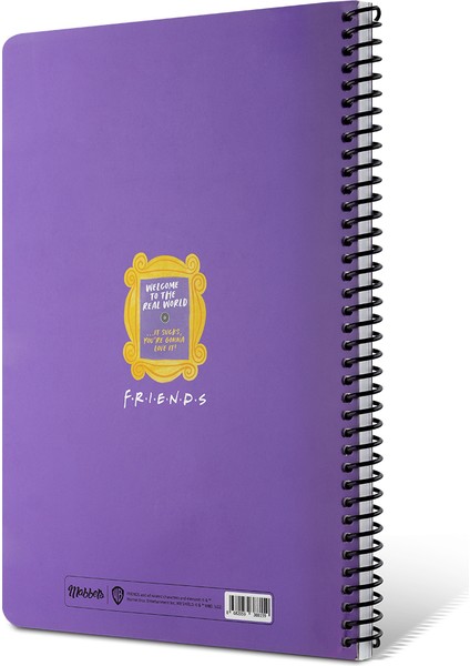 Friends Temalı Mor Spiralli Kareli Defter