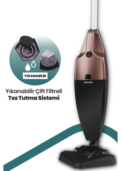 Marifet 2 Lt Toz Hazneli 800 W Yıkanabilir Filtreli 2in1 Dikey Elektrikli Süpürge GM7581