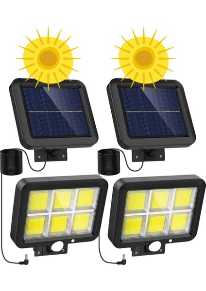 Güneş Enerjili 120 Cob Led Aydınlatma / GT-SL09 - 2 Adet