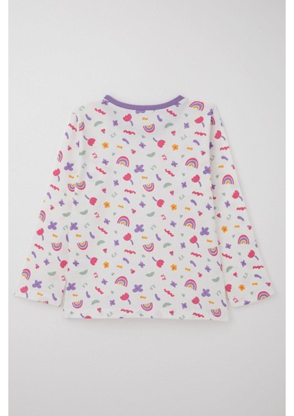 Kız Çocuk Pijama Takımı Baharın Renkleri 4-8 Yaş, Beyaz