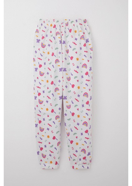 Kız Çocuk Pijama Takımı Baharın Renkleri 4-8 Yaş, Beyaz