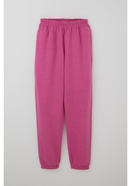 Kız Çocuk Pijama Takımı Verev Çizgi Desenli 9-12 Yaş, Pembe