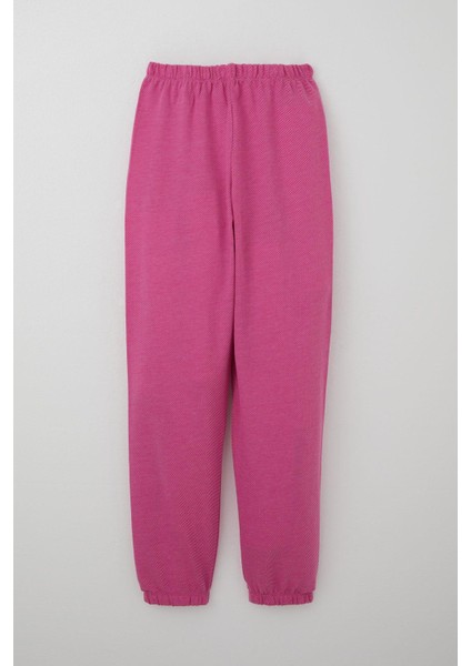 Kız Çocuk Pijama Takımı Verev Çizgi Desenli 9-12 Yaş, Pembe