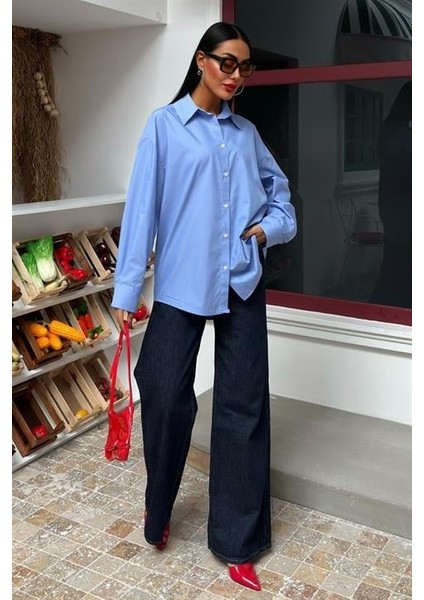 Klasik Oversize Poplin Gömlek 3421
