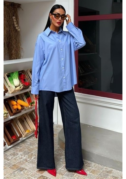 Klasik Oversize Poplin Gömlek 3421