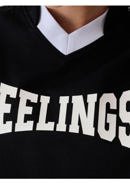 Kız Çocuk Feelings Baskılı Tshirt Pantolon Tasarım Takım