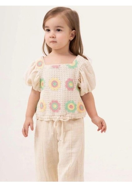 Kız Çocuk Motifli Müslin Pantolonlu Takım fiyatları