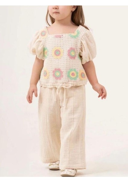 Kız Çocuk Motifli Müslin Pantolonlu Takım fırsatları