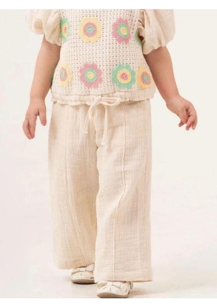 Kız Çocuk Motifli Müslin Pantolonlu Takım indirimleri