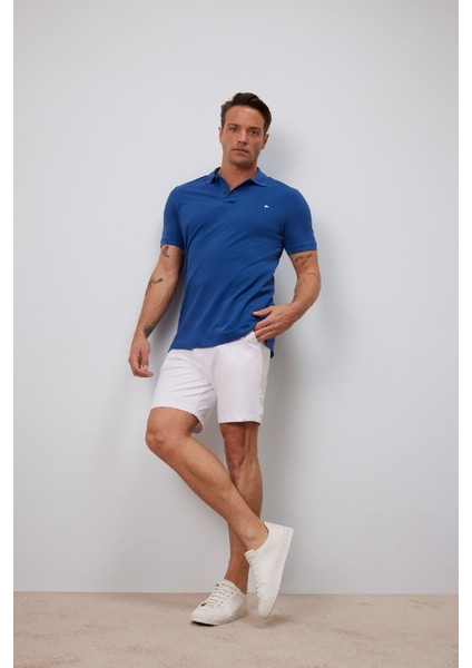 %100 Pamuk Slim Fit Dar Kesim Kısa Kollu Polo Tişört D7665AX25SP