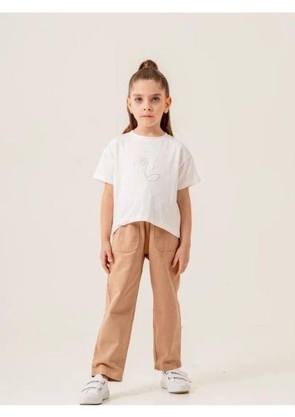 Kız Çocuk Çiçek Desenli Ceket Tshirt Pantolonlu Takım indirimleri