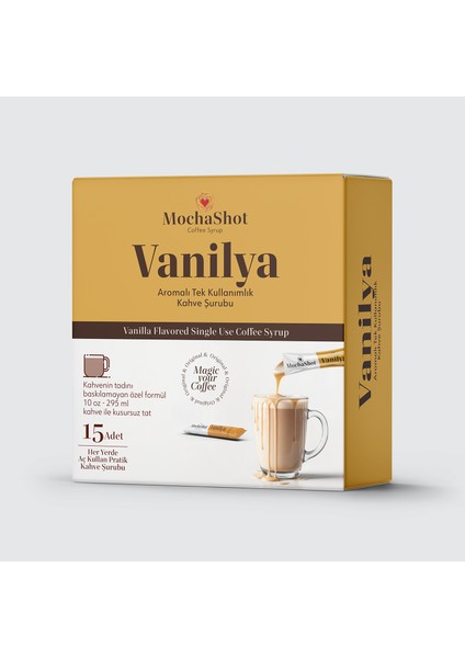 Vanilya Aromalı Tek Kullanımlık Kahve Şurubu 20 ml x 15 Adet