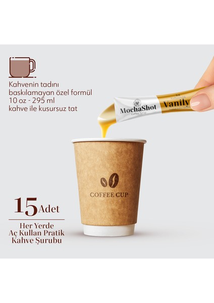 Vanilya Aromalı Tek Kullanımlık Kahve Şurubu 20 ml x 15 Adet
