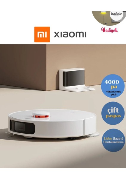 4000PA Emiş Gücü Premium 3D Engellerden Kaçınma Çift Ped Paspas Özelliği Robotsüpürge Lambaderhediy
