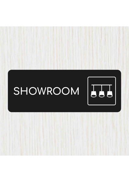 Showroom Alüminyum Ofis Departman Kapı Isimliği, Yönlendirme Levhası 24X9 cm Siyah