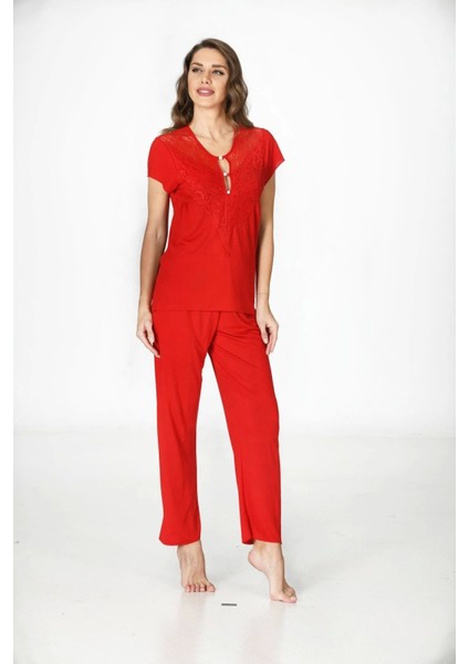 - Kırmızı Penye Pijama Takımı - 1551
