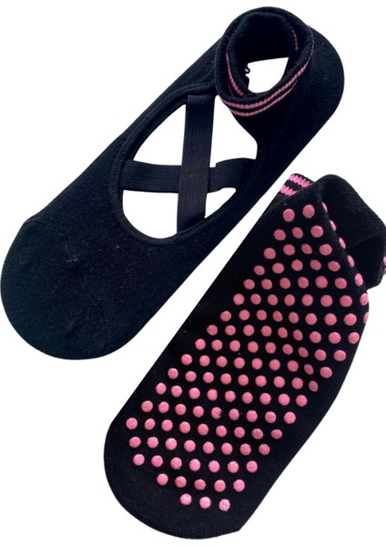 Kaydırmaz Pilates & Yoga Çorabı - Siyah, Pembe Kaydırmaz Taban - Sporda Ve Evde Kullanıma Uygun Spor Çorabı fiyatları