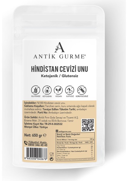 Hindistan Cevizi Unu Glutensiz Vegan