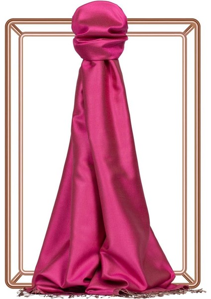 Ipekevi Çift Taraflı Düz Renk Ipek Şal 00927-FUŞYA