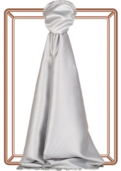 Ipekevi Çift Taraflı Düz Renk Ipek Şal 00927-BUZ Beyazı