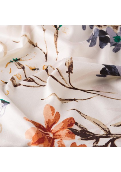 Yonce Bahçesi Desenli İpek Şal 6585-Krem modelleri