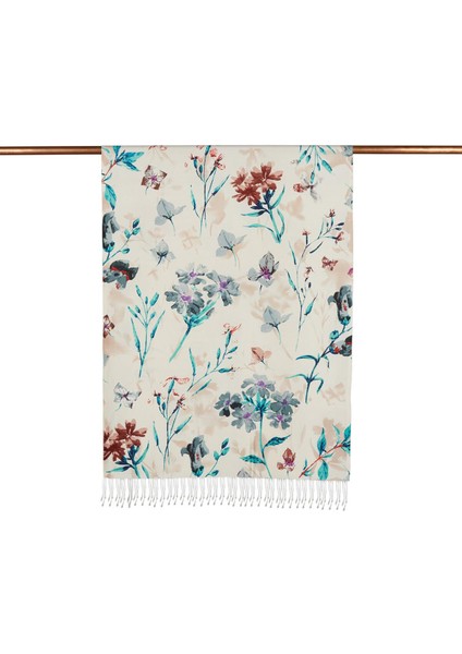 Yonce Bahçesi Desenli İpek Şal 6585-Vizon fiyatları