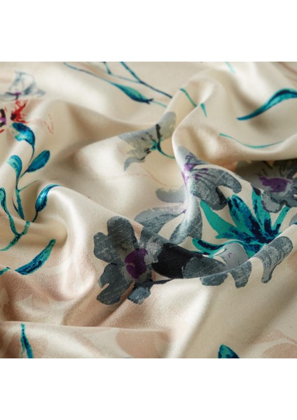 Yonce Bahçesi Desenli İpek Şal 6585-Vizon modelleri