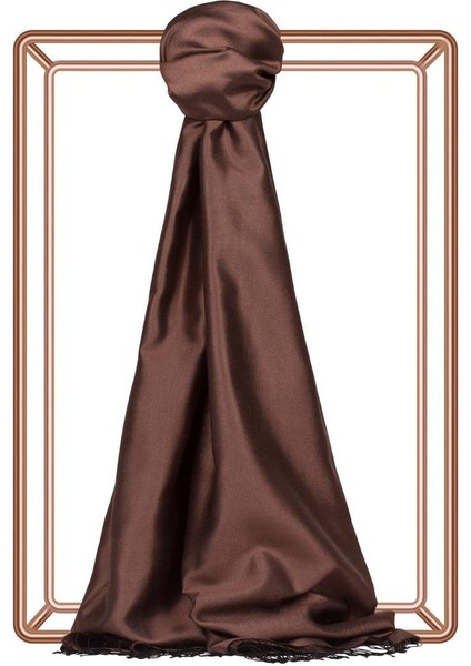 Ipekevi Çift Taraflı Düz Renk Ipek Şal 00927-ACI Kahve