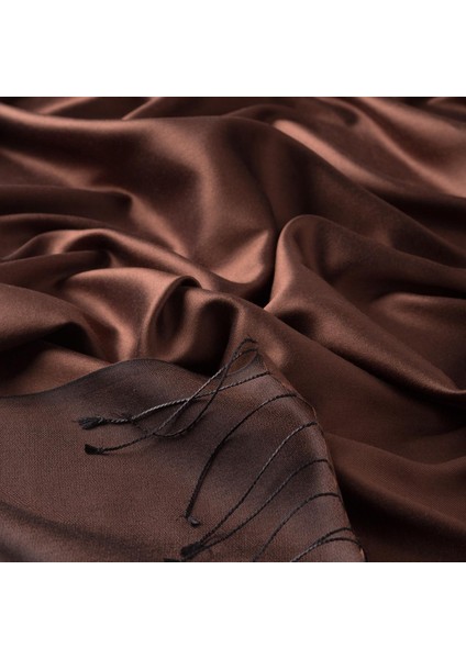 Ipekevi Çift Taraflı Düz Renk Ipek Şal 00927-ACI Kahve fiyatları