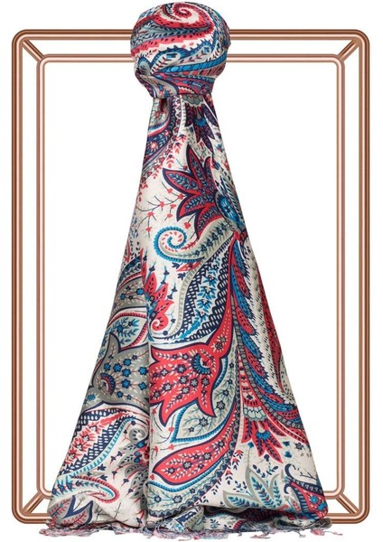 Ipekevi Paisley Desenli Ipek Şal 06572-TURKUAZ