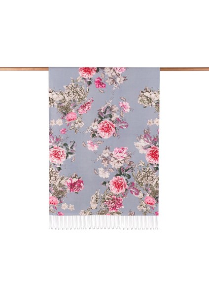 Ipekevi Şakayık Bahçesi Desenli Ipek Şal 06658-MAVI Gri fiyatları