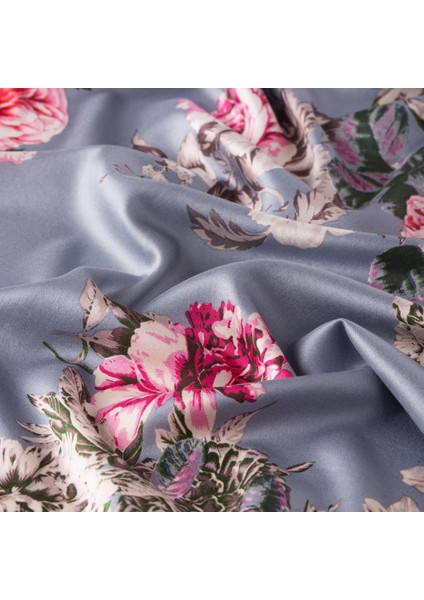 Ipekevi Şakayık Bahçesi Desenli Ipek Şal 06658-MAVI Gri modelleri