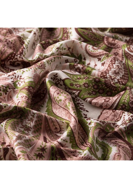 Ipekevi Paisley Desenli Ipek Şal 06572-HAKI